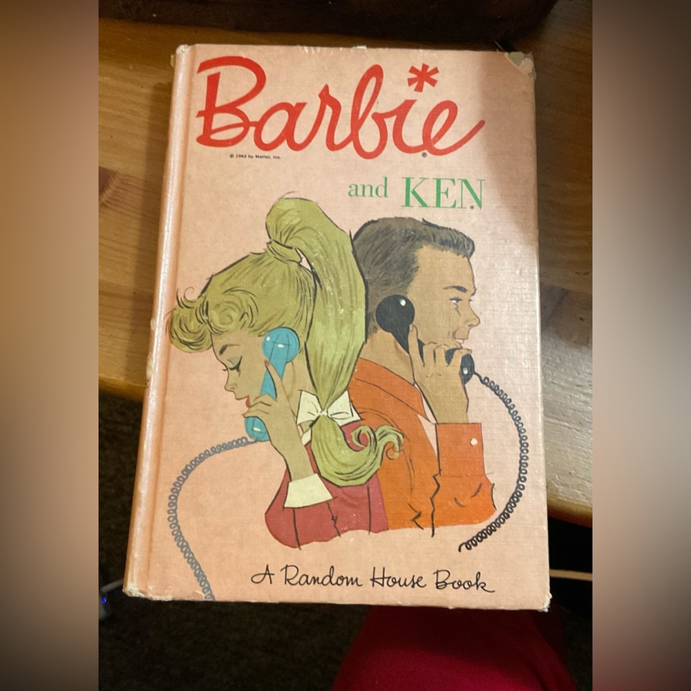 Random House: Barbie & Ken 1963 pale pink vintage hardback cover novel book.